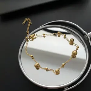 Wholesale Fashion Geometric 304 Stainless Steel Waterproof Non Tarnish Real Gold Plated Women'S Anklet
