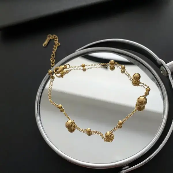 Wholesale Fashion Geometric 304 Stainless Steel Waterproof Non Tarnish Real Gold Plated Women'S Anklet