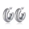 Wholesale 1 Pair Lady Simple Style C Shape Stainless Steel 18K Gold Plated Ear Studs