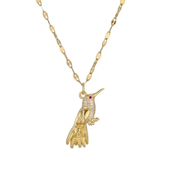 Wholesale PVD Coated Bird Titanium Steel Copper IG Style Simple Style Waterproof Non Tarnish Titanium Steel Pendant Necklace