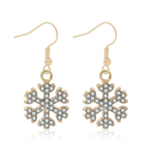 24. full diamond gold snowflake earrings