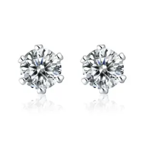 Classic Six-Claw Stud Earrings 1 Karat