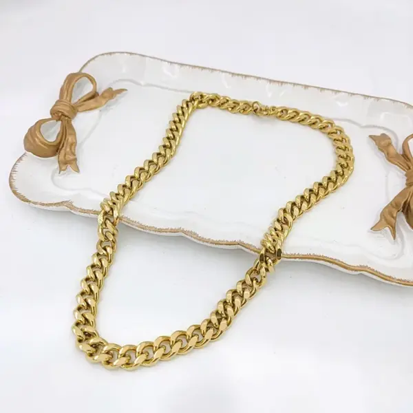 PVD Coated 18K Gold Plated Geometric 304 Stainless Steel Simple Style Waterproof Non Tarnish 304 Stainless Steel Necklace