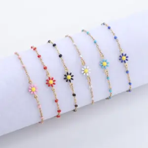 Wholesale Cute Sweet Flower 304 Stainless Steel Bracelets In Bulk