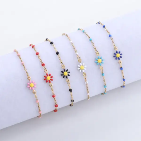 Wholesale Cute Sweet Flower 304 Stainless Steel Bracelets In Bulk