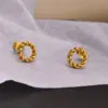 Wholesale 1 Pair Retro Geometric 201 Stainless Steel Gold Plated Stainless Steel Earrings