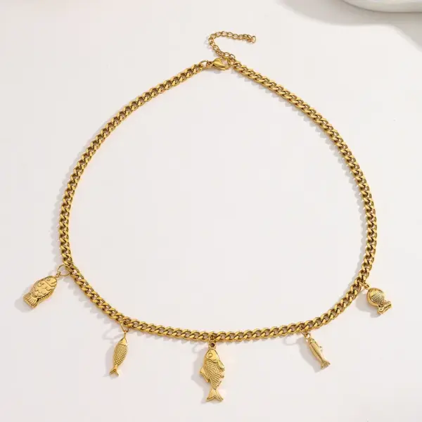 Wholesale Jewelry Casual Elegant Classical Heart Shape Ladybugs Flower 304 Stainless Steel Bandana Cloth Strip 18K Gold Plated PVD Coated Plating Silk Scarf Cord Cuban Link Chain Curb Chain Cloth Strip Multi Charms Necklace