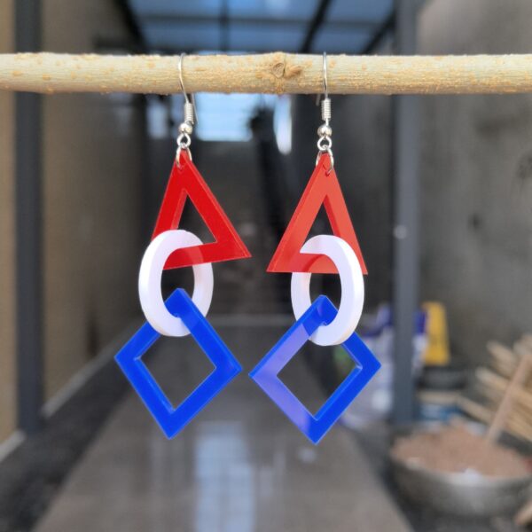 Wholesale Cross-border US Independence Day Stereo Rotating Love Round Square Triangle Acrylic Earrings Festival Earrings