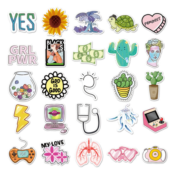 Wholesale 50 graffiti cartoon VSCO style fresh luggage tablet computer piano waterproof stickers car decorative stickers