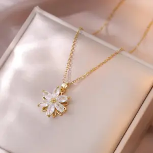 X3459 Flower Rotating Necklace