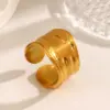 Wholesale Ion Plating (IP) 18K Gold Plated Geometric 304 Stainless Steel Streetwear Cool Style Waterproof Non Tarnish Open Rings