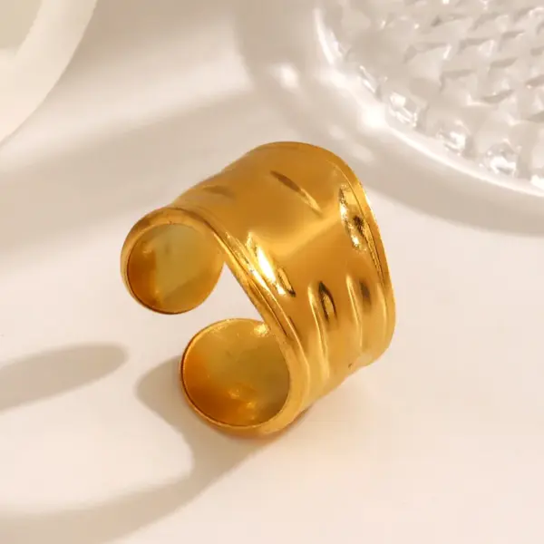 Wholesale Ion Plating (IP) 18K Gold Plated Geometric 304 Stainless Steel Streetwear Cool Style Waterproof Non Tarnish Open Rings