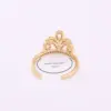 Wholesale Shiny Crown Copper 18k Gold Plated Artificial Pearls Zircon Open Rings In Bulk