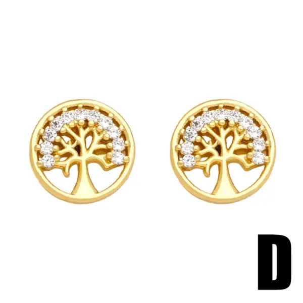 Wholesale 1 Pair Cute Sweet Heart Shape Pineapple Butterfly Plating Inlay Copper Zircon 18k Gold Plated Ear Studs