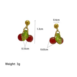 【XKE0209】Cherry Earrings / Gold
