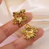 1 Pair Sweet Flower Plating 304 Stainless Steel Imitation Gold Electroplating Ear Studs