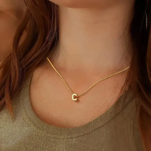 Wholesale Single 304 Stainless Steel Women's 18K Gold Plated Colorful Initial 3D Oil Drop Bubble Letter Pendant Necklace