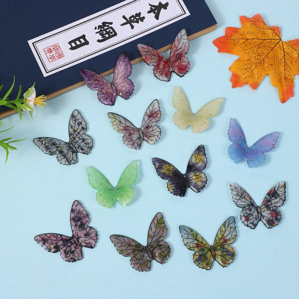 Wholesale New multi-color three-dimensional butterfly glue DIY handmade accessories earrings hair accessories necklace resin