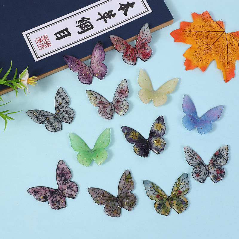 Wholesale New multi-color three-dimensional butterfly glue DIY handmade aessories earrings hair aessories necklace resin