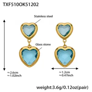 TXF510-Lake Blue Faceted Stone Gold Earrings