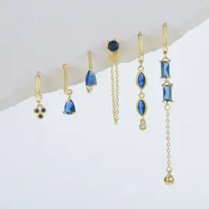 Wholesale 1 Set Elegant Simple Style Geometric Tassel Plating Inlay Brass Zircon 18k Gold Plated Drop Earrings