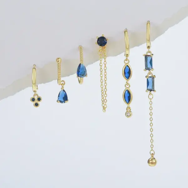 Wholesale 1 Set Elegant Simple Style Geometric Tassel Plating Inlay Brass Zircon 18k Gold Plated Drop Earrings