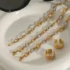 Wholesale Modern Minimalist Ladies Bracelet And Necklace Set 18K Gold Stainless Steel Gold And Silver Splicing Cross Buckle Hip Hop Design