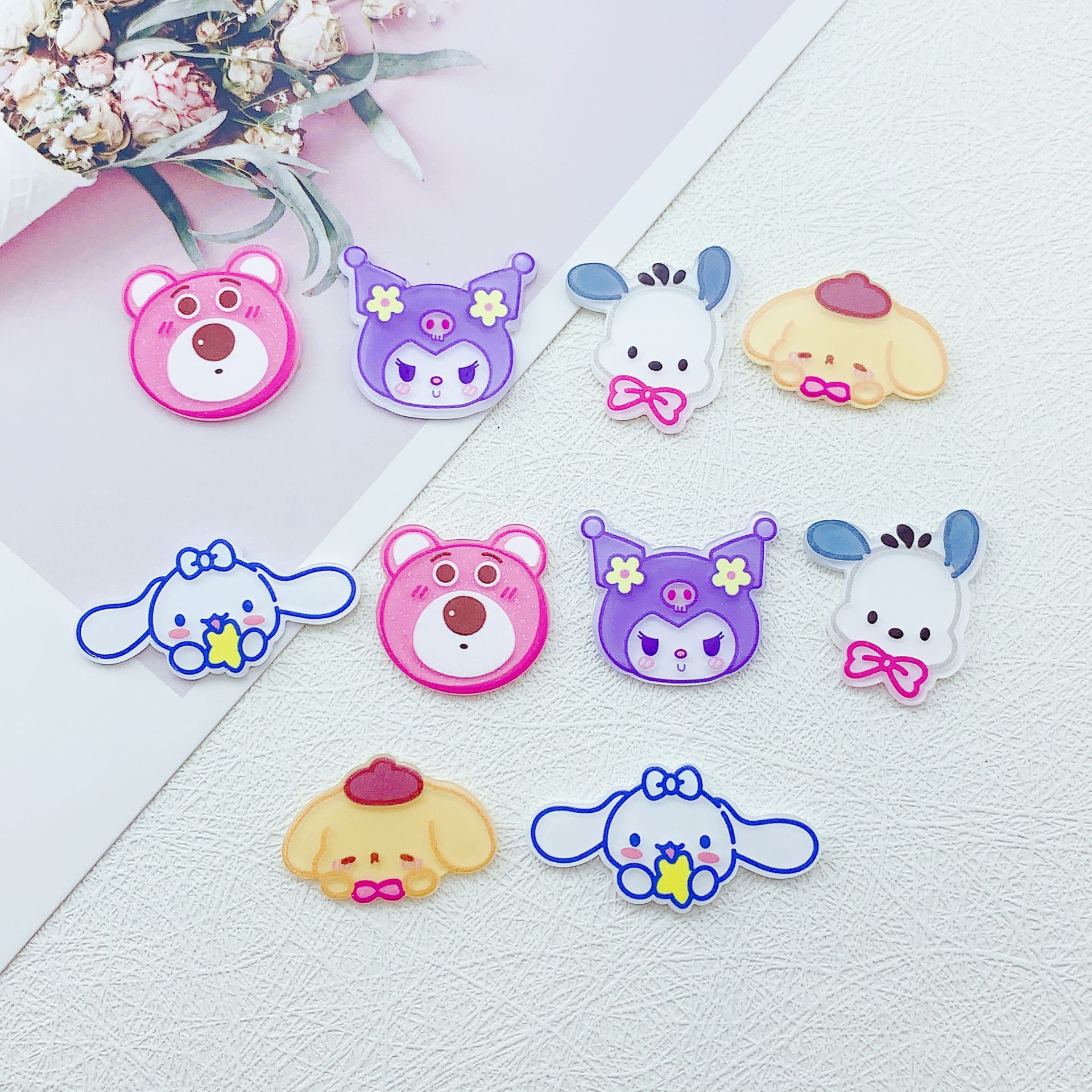 Wholesale Acrylic Cartoon Acrylic Flatback Patch Handmade Hairpin DIY Jewelry Aessories
