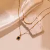 Wholesale PVD Coated 18K Gold Plated Geometric 304 Stainless Steel Vintage Style Simple Style Commute Waterproof Non Tarnish 304 Stainless Steel Pendant Necklace