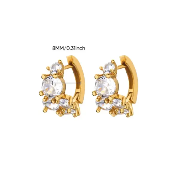 Copper Geometric Heart Shape Electroplating Zircon 18K Real Gold Plated Simple Style Earrings