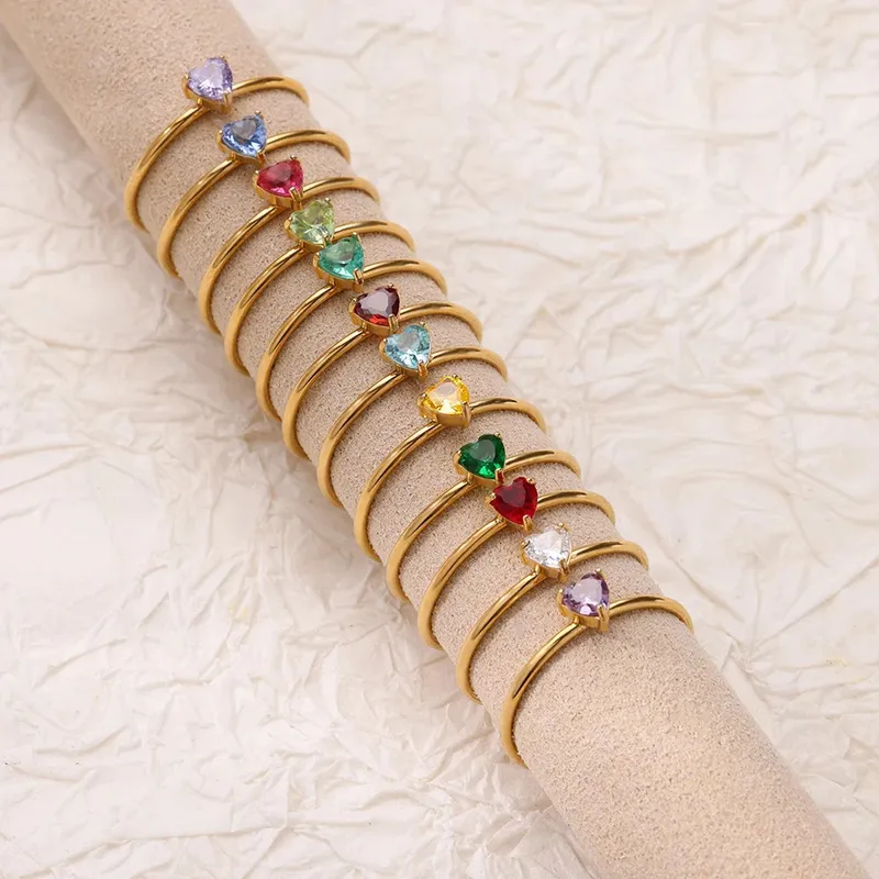 Wholesale PVD Coated Real Gold Plated Geometric 304 Stainless Steel Simple Style Waterproof Non Tarnish Open Rings