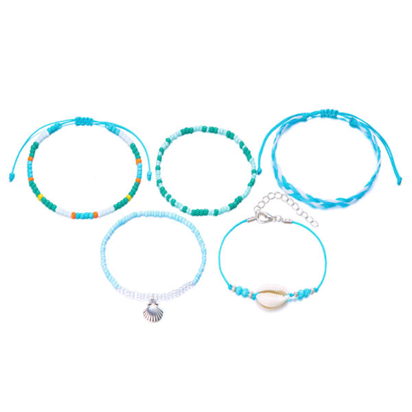 Wholesale Cross Border Bohemian Style Pineapple Starfish Palm Beaded Shell Bracelet Vacation Style Devil's Eye Bracelet suit