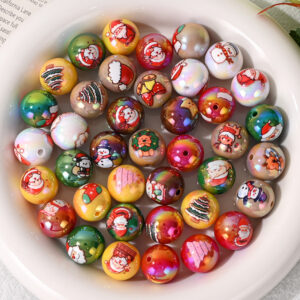 Wholesale Christmas printed beads with open holes