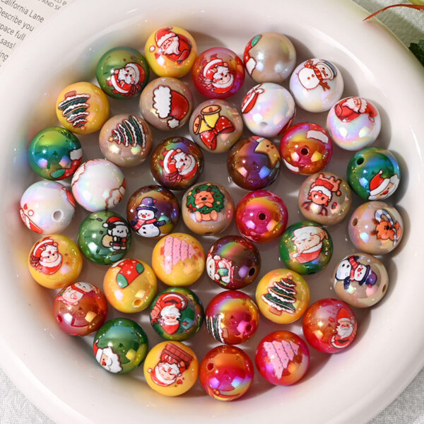Wholesale Christmas printed beads with open holes