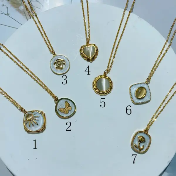 Wholesale Jewelry Elegant Basic Red Heart Rose 304 Stainless Steel 18K Gold Plated Casting Pendant Necklace Cable Chain