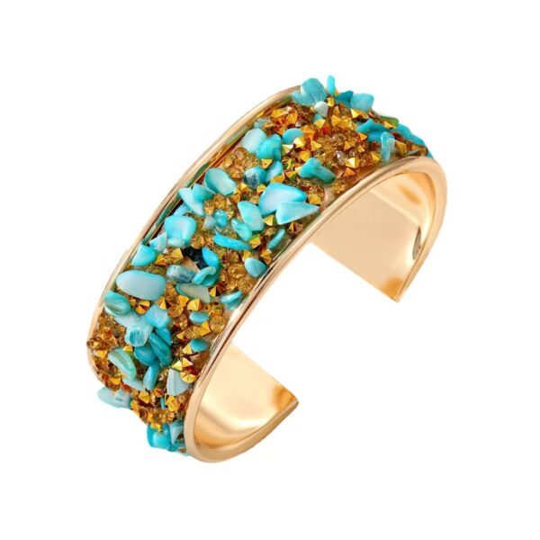 Wholesale Cross-border Europe and the United States hot-selling ladies jewelry temperament fashion exaggerated wide version bracelet inlaid with colored diamond gravel bracelet