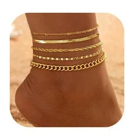 Gold Xiaomi Bead Snake Bone Braided Small Japanese Chain 6 Magic Foot Chain 5-Piece Set