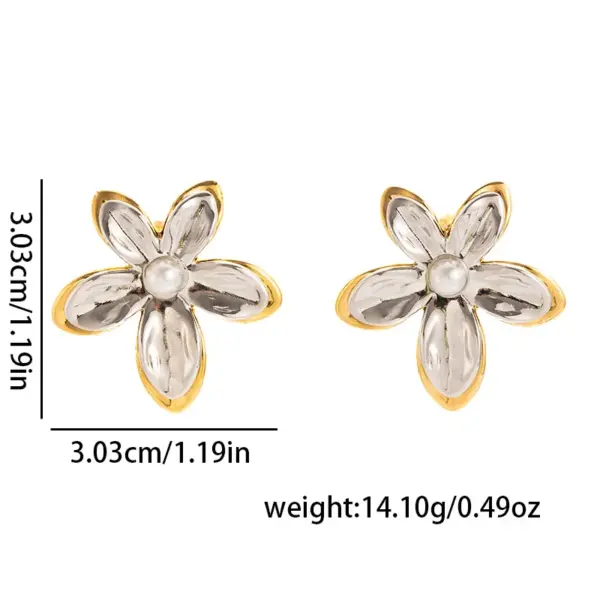 Stainless Steel Gold And Silver Contrasting Color Earrings For Women Niche Design Retro Light Luxury Fashion Temperament Earrings Wholesale