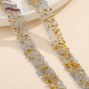 9 gray ab fine beads + golden rhinestones with pointed bottom / 1.5cm double layer hot melt adhesive, fine beads, rhinestones, hot diamond strips