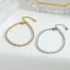 Vacation Simple Style Solid Color 304 Stainless Steel Zircon Tennis Chain Tennis Bracelet In Bulk