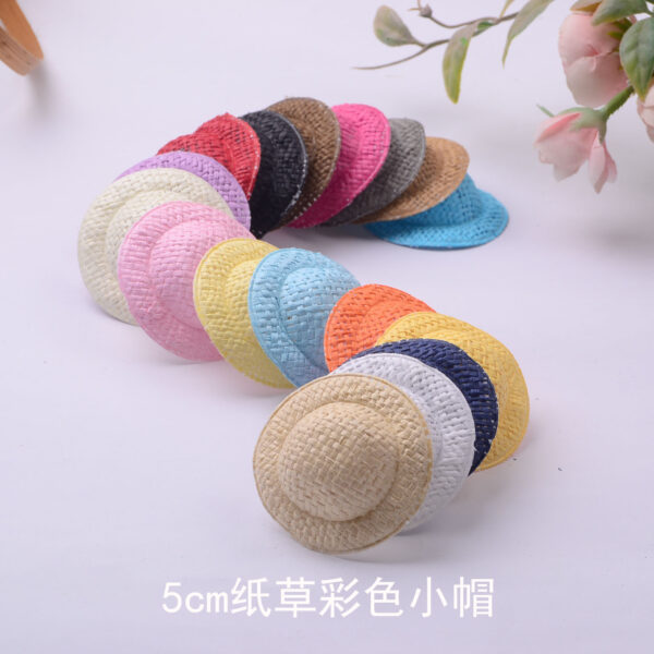 Wholesale Color floral hat imitation straw hat green plant decorative doll hat DIY craft hat papyrus 5cm