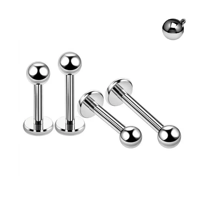 Wholesale 1 Piece Pure Titanium Stone-Free Simple Style Classic Style Lip Rings Solid Color Sier lishing Lip Rings