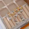 Wholesale 304 Stainless Steel Heart Shape PVD Coated 18K Real Gold Plated Sweet Waterproof Non Tarnish Plating Drop Earrings