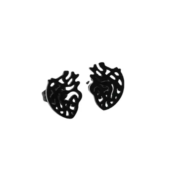 Wholesale PVD Coated 18K Gold Real Gold Plated Heart 304 Stainless Steel Simple Style Waterproof Non Tarnish Ear Studs