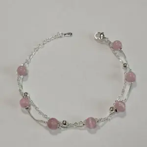Blush Powder Opal Double-Layer Bracelet (Silver)