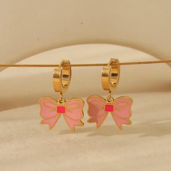 Wholesale Jewelry Romantic Heart Shape Flower Bow Knot 304 Stainless Steel 18K Gold Plated Exy Plating Bracelets Earrings Necklace