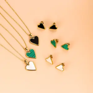 Wholesale Jewelry Fashion Heart Shape 304 Stainless Steel Shell 18K Gold Plated Gold Plated Stainless Steel Jewelry Sets