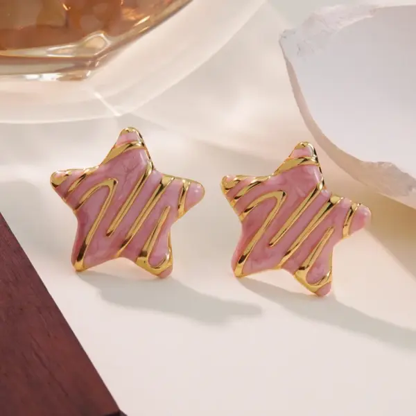 Wholesale 304 Stainless Steel Plastic Star Electroplating Imitation Gold Sweet Simple Style Classic Style Ear Studs