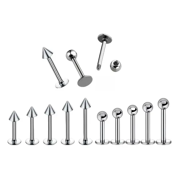 304 Stainless Steel Pointed Cone Lip Stud External Thread Piercing Jewelry Earrings Ear Bone Stud Lip Accessories Fashion Unisex Geometric Pattern