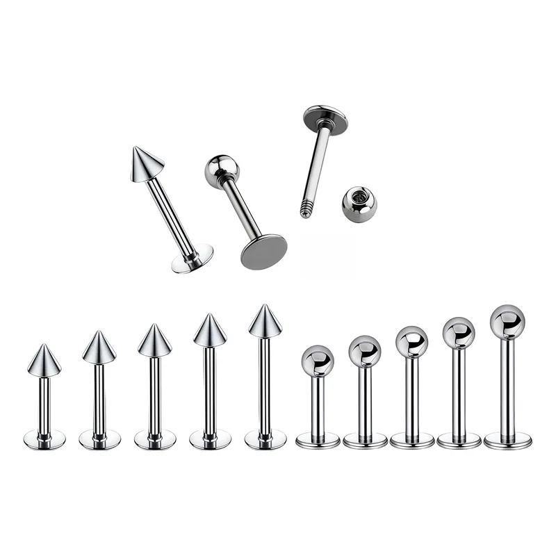 Wholesale 304 Stainless Steel inted Cone Lip Stud External Thread Piercing Jewelry Earrings Ear Bone Stud Lip Aessories Fashion Unisex Geometric Patte